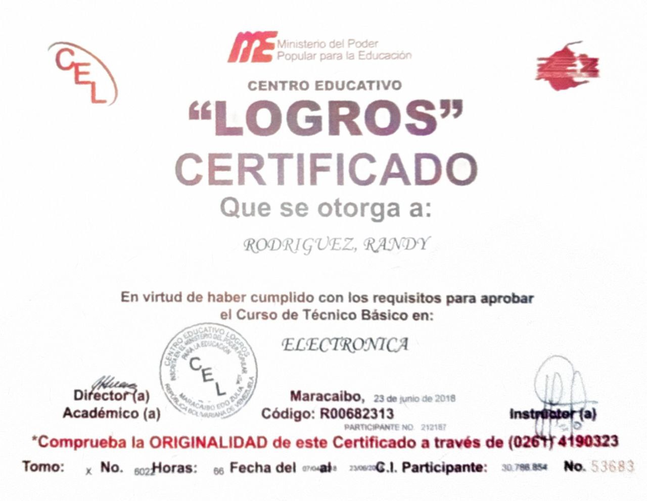 Certificado Electronica